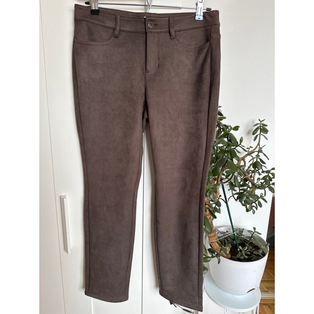 J. Jill Luxe Women's Brown Faux-Suede Pants Microfiber Stretch, Size 6P, EUC